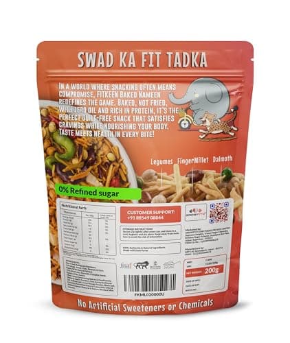 Growfitz Baked Namkeen Mixture 200g | Minty Lamoni Flavor | Power of Millets, Non Fried, 0% Palm Oil | 12.4g Rich Protein | Super Tasty, Healthy & Guilt Free Snacks | 0% Maida & Besan (Pack of 1) — image 2