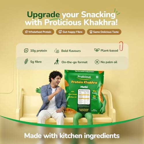 Prolicious Khakhra Methi High Protein Khakhra | Upgrade Your Snacking | 10g Protein + 5g Fibre | Same Crunch, Snack Smarter | Plant Based, Jain | No Palm Oil | 170g — image 6