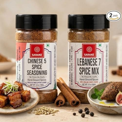 SARANZ Lebanese 7 Spice Mix & Chinese 5 Spice Jain Seasoning ( Combo Of 2 ) Instant Use | Spice Powders and Seasonings | Perfect for Cooking | Premium Artisanal Spices with Rich & Strong Flavour | 100 Grams Bottle — image 3