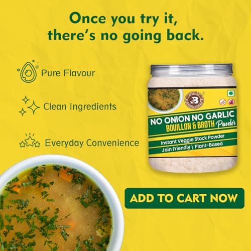 Brew Lab No Onion No Garlic Bouillon & Broth Powder, 250g | Instant Vegetable Stock | Plant-Based | Jain-Friendly | Umami Seasoning for Soups, Gravies & Cooking — image 8