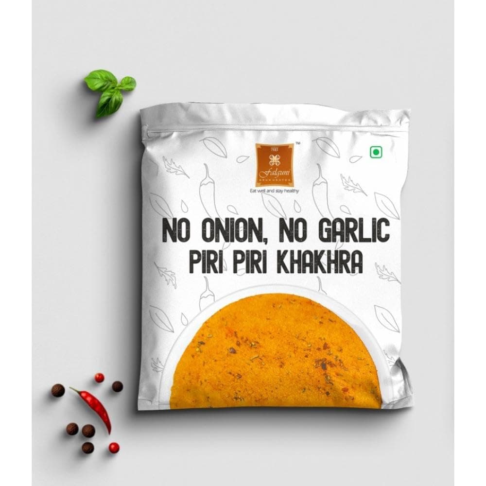 FALGUNI GRUH UDHYOG (FGU) No Onion No Garlic Peri Peri Khakhra | Crispy Roasted Whole Wheat Gujarati Snack | Jain Friendly Tea Time Munchies | 200g — image 3