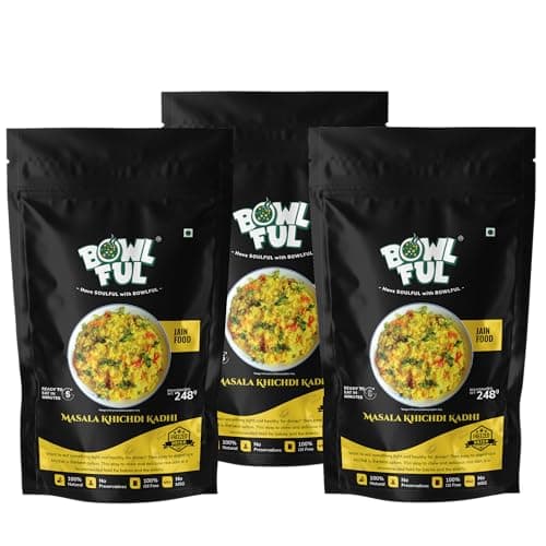 Bowlful Jain Masala Khichadi Kadhi, 48 GMS Pack of 3, Healthy Rice Based Product with Vegetables, Kadhi and Without Onion and Garlic. 100% Natural, Freeze Dried Food