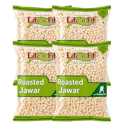 Lite-n-Fit Roasted Jowar - 130g Each, Pack of 4 | Crunchy & Healthy Sorghum Snack | Roasted Namkeen | Light & Crispy Evening Snack | Jowar Murmura