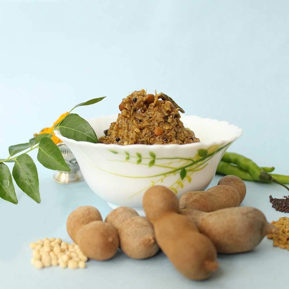 Sitara Foods Chinthakaya Thokku Aachar Green Tamarind Pickle Without Garlic Home Made 250 Grams Pack — image 3