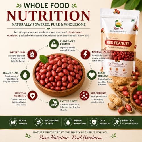 Dawn Lee Raw Desi Red Peanuts | Mildly Roasted | High Protein & Fiber | Groundnut | Moongfali | Sing Dana | Premium Fasting Snack for Navratri, Ekadashi | Non-GMO | Resealable Kraft Bag – 400g — image 6
