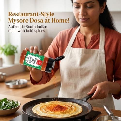 SARANZ Mysore Dosa Masala Indian Spice, 100 Grams Sprinkler Jar | Instant Dosa Masala, Ready to Use, No Added Colours, Premium Artisanal Spices, Rich & Strong Flavour — image 3