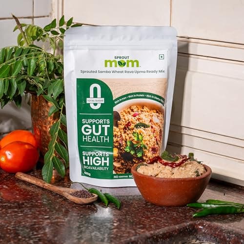 Upma Mix | Sprouted Samba Wheat Rava Instant Upma Mix | High Fibre Breakfast | Zero Added Sugar | 450g | Sprout Mom — image 4