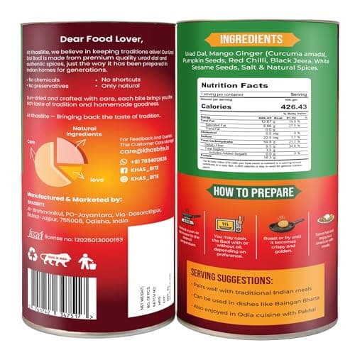 KhasBite Urad Dal Badi Traditional Indian Lentil Nuggets Made from Split Black Gram Ready to Cook Ingredient for Curry Sabzi Fry Cooking Pack in Sealed Tin Container Hygienic Packaging 150g Pack 2 — image 2