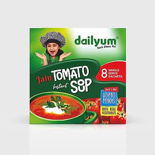 Dailyum Jain Instant Tomato Soup| 8 Single Serve Sachets | Just Boil-Stir-Sip | 12g Each Sip-A-Soup| Natural | No MSG | Pack of 2 Box | Travel friendly — image 4