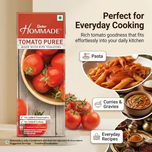 Dabur Hommade Tomato Puree : Made from Ripe Tomatoes with No Added preservatives - 200 gm — image 5