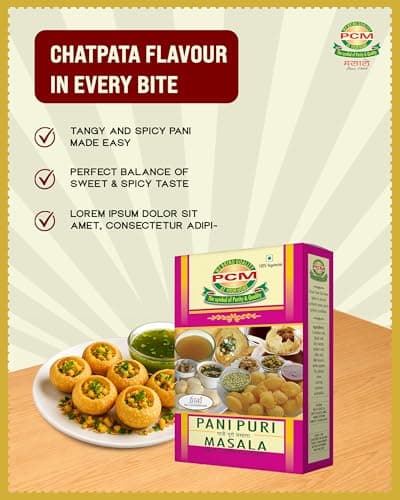PCM Pani Puri Masala Powder - 100g | Tangy & Spicy Golgappa Pani Mix for Authentic Street-Style Taste — image 8