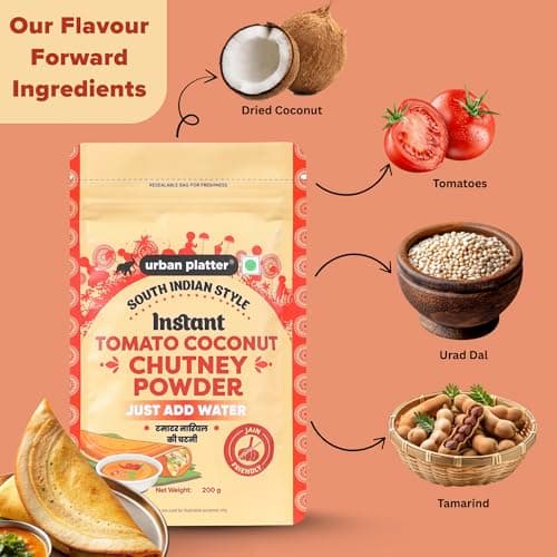 Urban Platter South Indian Style Instant Tomato Coconut Chutney Powder, 200g / 7oz [Nariyal ki Chutney, Just Add Water] — image 5