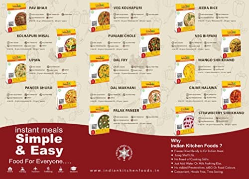 Indian Kitchen Foods Jain Kolhapuri Misal | Freeze Dried Gluten-Free Ready to Eat Instant Vegetarian/Vegan Meal - Rehydrated Wt. 690 gm — image 4