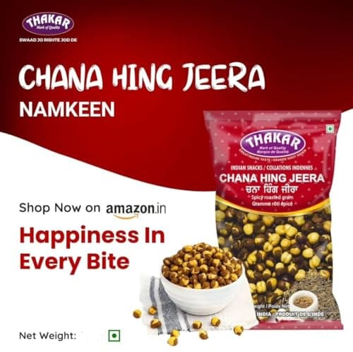 THAKAR Namkeen - Chana Hing Jeera | RoastedChana Hing jeera |100% roasted | No Onion No Garlic | Desi ChanaRoasted Namkeen Snacks| Gluten-Free Crunchy Protein Snacks | Bhuna ChanaRoasted Chickpeas Ready to Eat (400g Pack, Hing Jerra) — image 8