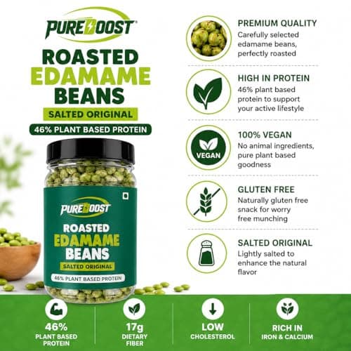 Roasted Salted Edamame, 1 kg (46% Protein, 14% Fiber, Lightly Salted Young Green Soybeans, Highest Plant Protein Supersnack) 500g*2 — image 6
