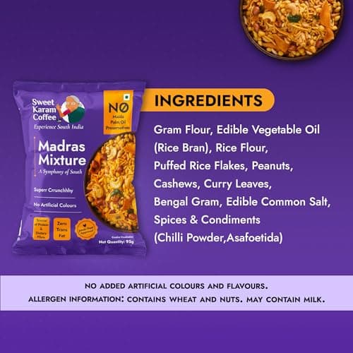 Sweet Karam Coffee’s South Indian Crunchy Combo Pack - Ribbon Pakoda & Special Madras Mixture | No Maida & No Vanaspati, Zero Trans Fat, Heart-healthy Oil | Authentic Taste of Tradition (95g Each) — image 7
