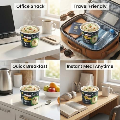 Freshway Jain Special Veg Upma Pack of 6 | Ready to Eat Indian Breakfast & Snack | 100% Jain No Onion & Garlic Free | Healthy Nutritious & Preservative Free | Quick & Convenient for Travelers, Office, Students & Home — image 6