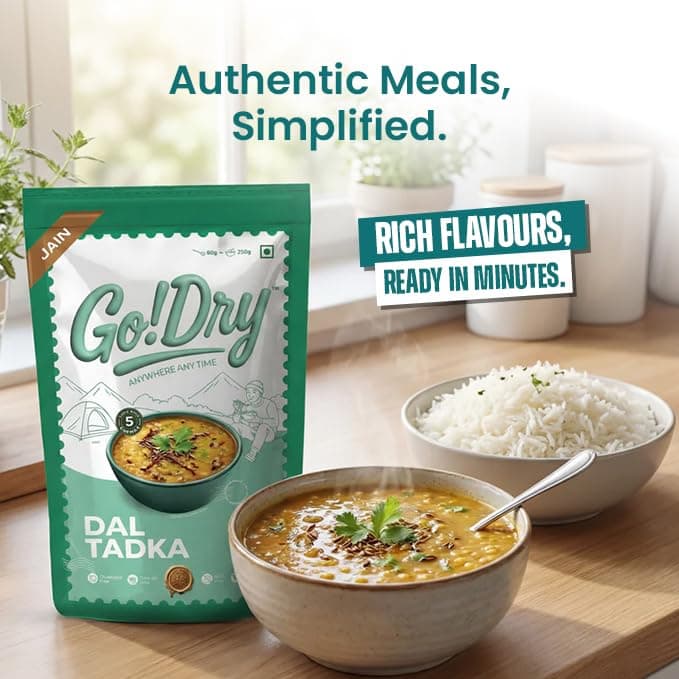 Go!Dry Jain Dal Tadka | Ready to Eat Indian Meal | No Onion No Garlic | No Preservatives & No Palm Oil | 75g — image 4