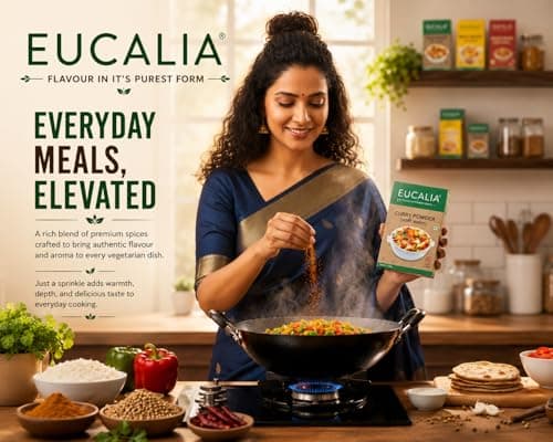 EUCALIA Satvik (No Onion - No Garlic) Curry Powder (Sabji Masala) Pack of 4 (50g) | Bold & Aromatic Spice Blend | Rich Colour | No Added Colours or Preservatives | Perfect for Vegetarian Dishes & Everyday Cooking | Sattvik No Onion No Garlic (NONG) | Total 200g — image 8
