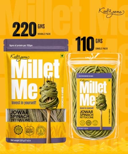 Millet Me by Kuizeens Spinach Jowar Fettuccine Pasta - 110g Each, Pack Of 1 | Gluten-free Sorghum Pasta | Natural Spinach, High Fiber & Iron | Vegan & Maida-free — image 3