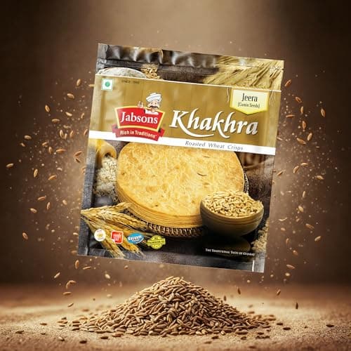 Jabsons Roasted Jeera Khakhra,180gm | No Onion No Garlic | Ready-To-Eat Vacuum Packed for Freshness | Gujarati Traditional Tea Snacks Flatbread Made with Cottonseed Oil 180 gm — image 7
