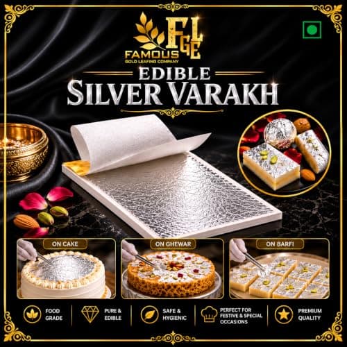 Edible Silver Leaves, 15 Sheets Size 5x3 Inchee , Chandi ka Vark for Sweets — image 8