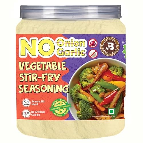 Brew Lab No Onion No Garlic Vegetable Stir-Fry Seasoning | Jain-Friendly Veg Stir Fry Masala | Healthy Asian & Chinese Style Seasoning | Multipurpose Cooking Masala – 250g