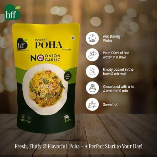 Instant Poha - Pack of 2 (90g Each) | Indian Breakfast Mix | Just Add Hot Water | No Added Preservatives | No Onion, No Garlic | Simple & Easy Meal Solution — image 4
