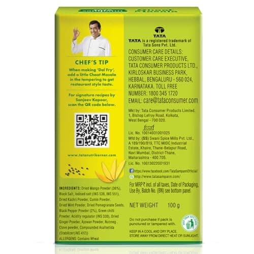 Tata Sampann Chaat Masala with Natural Oils, 100g, Chat Masala Powder, Crafted by Chef Sanjeev Kapoor, With Chef’s Exclusive Tip, Rich Aroma & Flavour — image 3