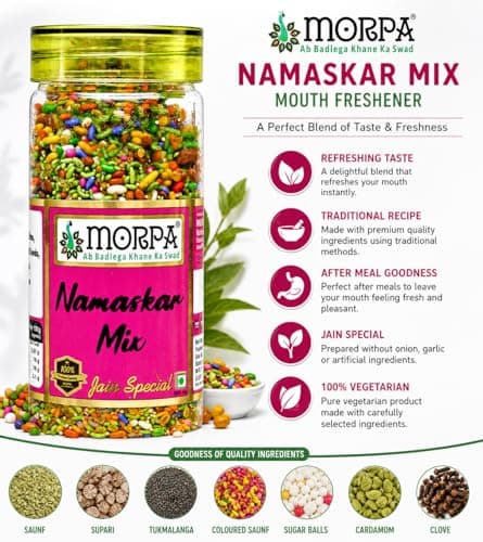 Morpa Namaskar Mix Mouth Freshener Premium Indian Mukhwas Saunf Supari and Colorful Seed Blend After Meal Digestive and Breath Freshener Jain Special 100% Veg — image 2
