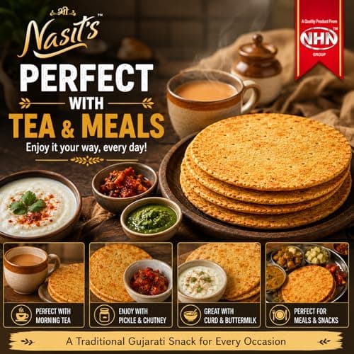 Nasit’s Bhakhri | Thick & Crispy Gujarati Breakfast Snack | Ready to Eat Traditional Bhakhri | Available in Multiple Flavors (Chilli Coriander) — image 5