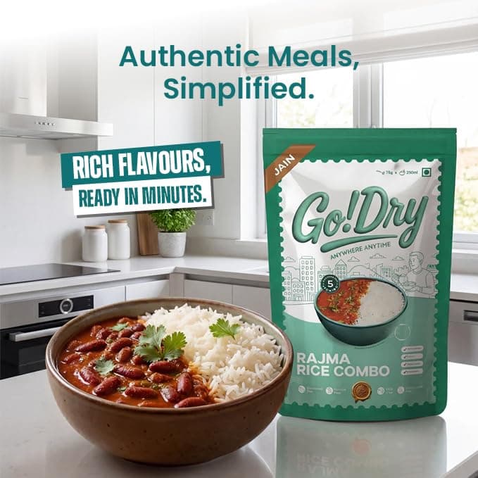 Go!Dry Jain Rajma Rice Combo | Ready to Eat Indian Meal | No Onion No Garlic | No Preservatives & No Palm Oil | 75g — image 4