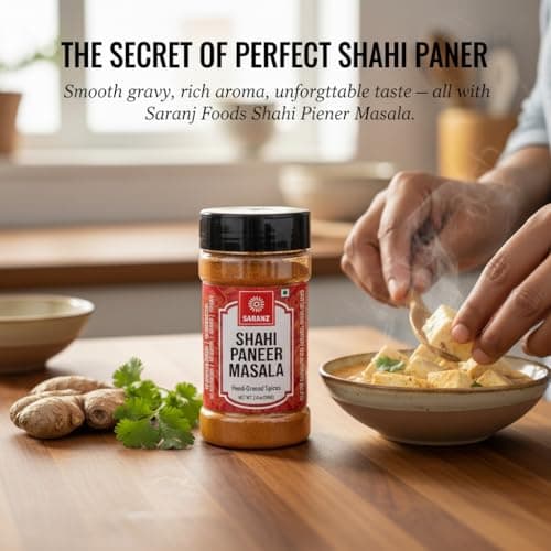 SARANZ Shahi Paneer Jain Blended Masala Perfect for Cooking, Ready to Use, No added colours, Spice Powders and Masalas, Premium Artisanal Spices with Rich & Strong Flavour-100 Grams Sprinkler Jar — image 5