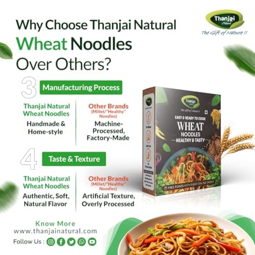 Thanjai Natural Wheat Noodles 180 Grams X 2 (360 Grams) of Homemade Natural Noodles(No Preservatives, No Maida, No Artificial Extract) — image 4