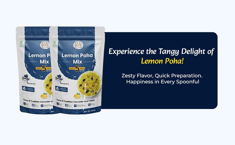 RA Desi Flavors Instant Lemon Poha Mix 2x200g | Ready in 5 min- Just add hot water | Breakfast & Snack | No preservatives | Nutritionist crafted | Vegan | No Onion & Garlic | Travel friendly — image 7