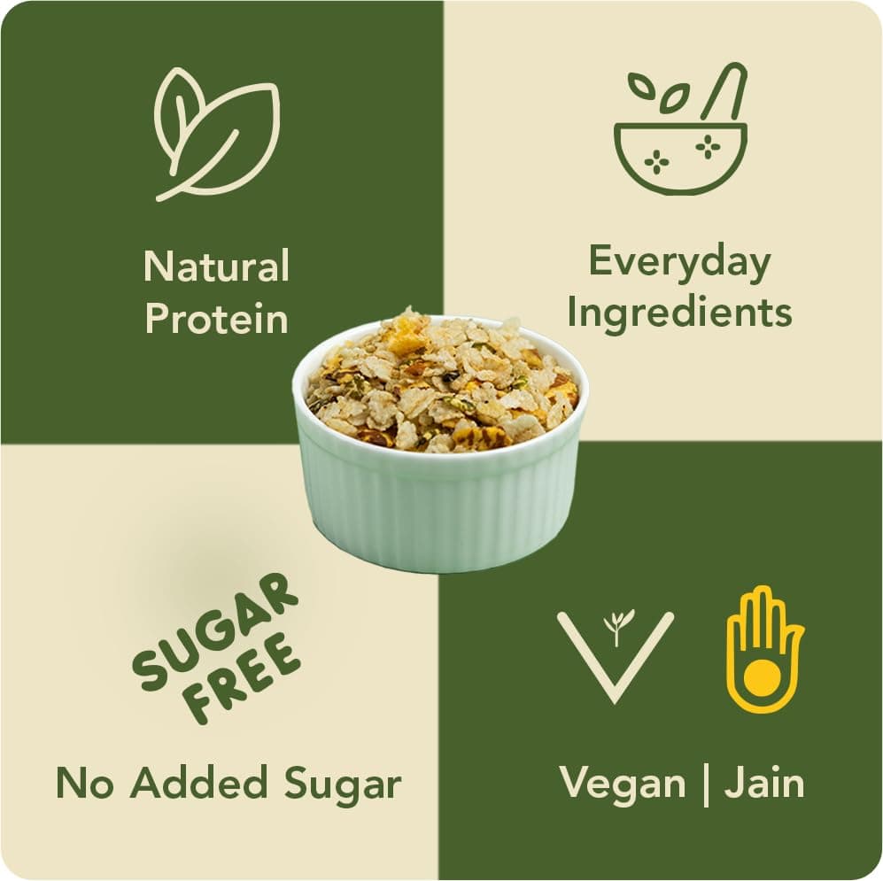 Svasthyaa High Fibre Millet Mix | Roasted Chivda Namkeen with Jowar, Chana Jor, Moong Jor & Corn Flakes | Healthy Ready to Eat, Sugar Free, Gluten Free, Diabetic Friendly Jain Snack | Protein Rich 220g - Pack of 1 — image 5