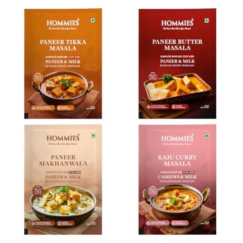 Hommies Chana Masala Spice Mix | Ready to Cook in 15 Mins | Authentic Chhole Curry Masala | Just Add Chickpeas & Water | Serves 4 | Made with Cashew Nuts | No Preservatives | Pack of 4 (200g, 50g Each) — image 7