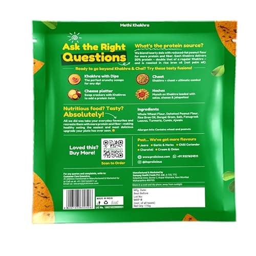 Prolicious Khakhra Methi High Protein Khakhra | Upgrade Your Snacking | 10g Protein + 5g Fibre | Same Crunch, Snack Smarter | Plant Based, Jain | No Palm Oil | 170g — image 4