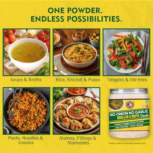 Brew Lab No Onion No Garlic Bouillon & Broth Powder, 250g | Instant Vegetable Stock | Plant-Based | Jain-Friendly | Umami Seasoning for Soups, Gravies & Cooking — image 6