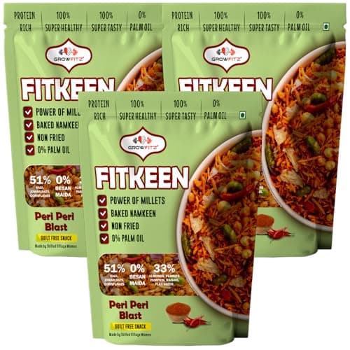 Growfitz Baked Namkeen Mixture 200g | Minty Lamoni Flavor | Power of Millets, Non Fried, 0% Palm Oil | 12.4g Rich Protein | Super Tasty, Healthy & Guilt Free Snacks | 0% Maida & Besan (Pack of 1) — image 7