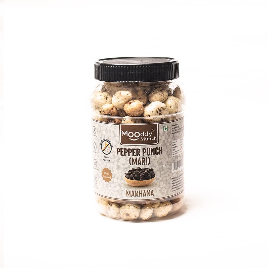MOODDY MUNCH (Chaat Masala, Pepper Munch, Lemon Mint) Combo of Roasted Makhana Fox Nuts Lotus Seeds |Jain Flavour |Healthy Snacks |Gluten Free |0 Trans Fat |0 cholesterol | (Pack of 3, Total 210 gm) — image 3