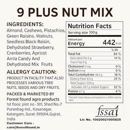 Forest Found 750g Premium Mix Dry Fruits & Nuts | 9+ Varieties Superfood Blend | Roasted Almonds, Cashews & Berries | Healthy Snack for Weight Loss & Immunity — image 2