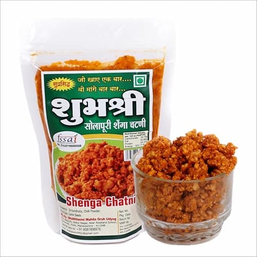 Shubhashree Jain Peanut Chutney (Without Garlic) 350g (Single Pack) | Authentic Solapur Hand Pounded Shenga Chutney — image 6
