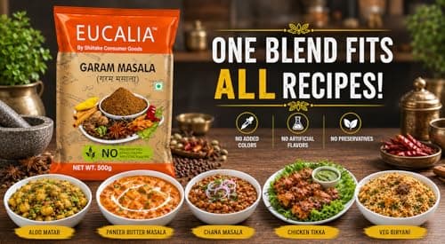 EUCALIA Garam Masala Pack of 3 (100g) | Aromatic Spice Blend for Curries, Rice & Gravies | Authentic Indian Taste | No Preservatives | Rich, Warm & Aromatic Flavour for Everyday Cooking | Sattvik No Onion No Garlic (NONG) | Total 300g — image 8