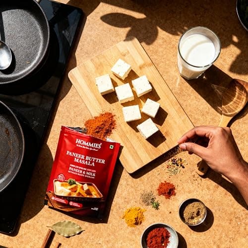 Hommies Paneer Lover’s Spice Combo | Paneer Tikka Masala, Paneer Butter Masala, Paneer Makhanwala & Kaju Curry Spice Mix | Ready to Cook | Just Add Basics | Serves 4 Each | Vegetarian | No Preservatives| Pack of 4 (50g Each, Total 200g) (Combo of 4-5) — image 4