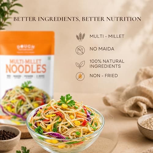 Masala Millet Hakka Noodles – Dough Adventures Multi Millet Noodle 300g (150g x 2) Combo Pack | High Protein, No Maida, No Palm Oil | Made with Millets & Whole Wheat | Quick-to-Cook Healthy Snack for Kids & Adults (Pack of 2) — image 4