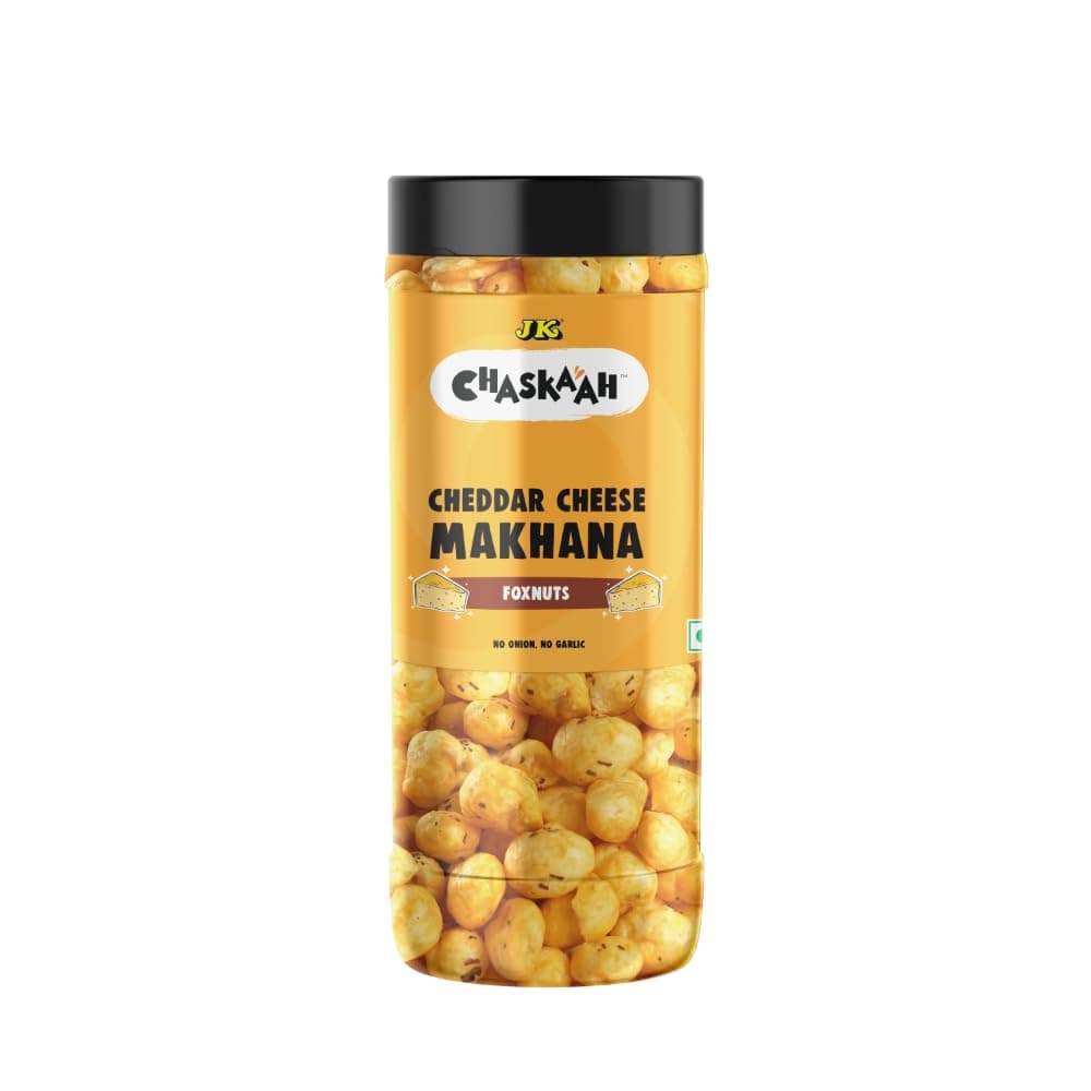 Chaskaah Cheddar Cheese Makhana,70g by JK (Foxnuts, Phool Makhana)| Dry Roasted| Rich in Calcium| Low Cholestrol|High Fibre| Jain