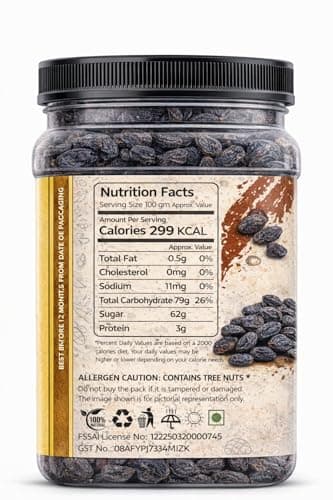 THE JAIN FOOD Seedless Black Raisins - 1 Pack | Dry Grapes Kali Kishmish Dry Fruits (500 Gm) — image 2