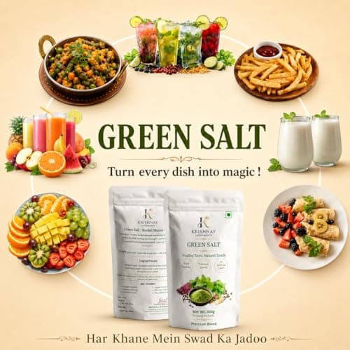KRISHNAY Condiments Natural Green Salt Seasoning 100g | Herbal Mineral Salt Blend with Mint, Coriander & Spices | No Onion No Garlic Flavoured Salt Mix | Natural Masala Salt for Chaat, Salad, Fruits & Buttermilk — image 6