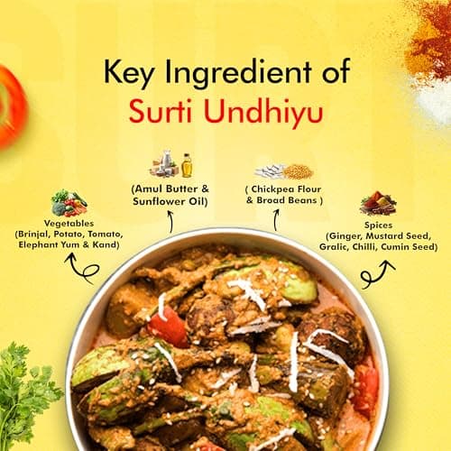 Surtiflavour Surti Undhiyu 250gram pack of 1Authentic Indian Culinary Delight Instant Ready-to-Eat Paneer Dish | Gluten-Free | Preservative-Free | Just Add Hot Water | Rich Taste & Aroma — image 4